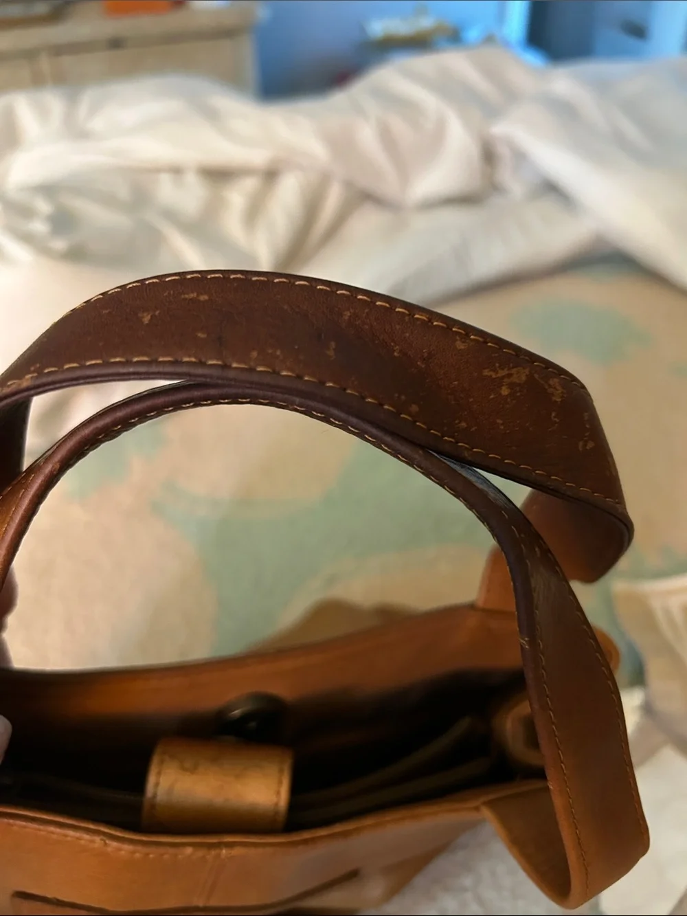 Classic Tan Leather Shoulder Bag By Fossil